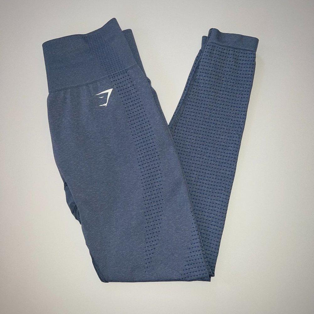 Gymshark Vital Seamless 2.0 Leggings: Blue Marl, Size M